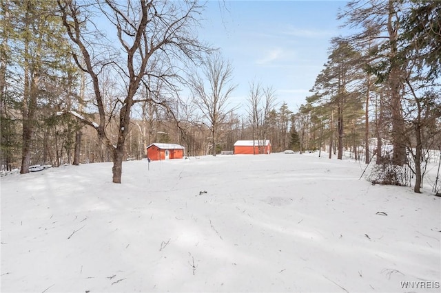 view of yard covered in snow