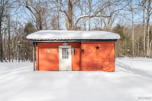 view of snow covered structure