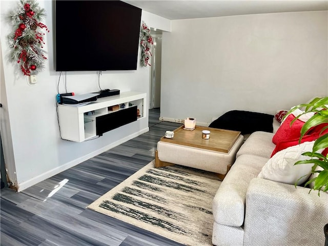 living room featuring dark hardwood / wood-style flooring