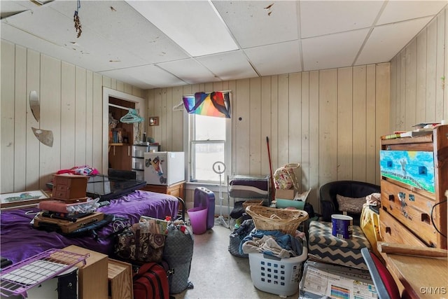 bedroom featuring a drop ceiling