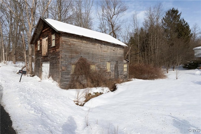 view of snow covered structure