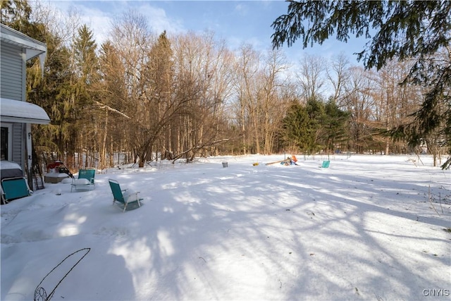 view of yard layered in snow