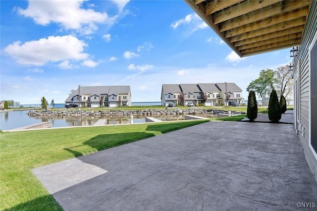 view of patio / terrace with a water view