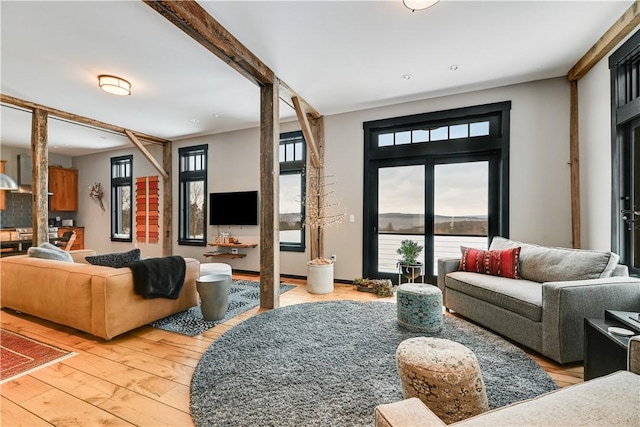 living room featuring light wood-type flooring