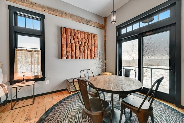 dining room featuring baseboards and wood-type flooring