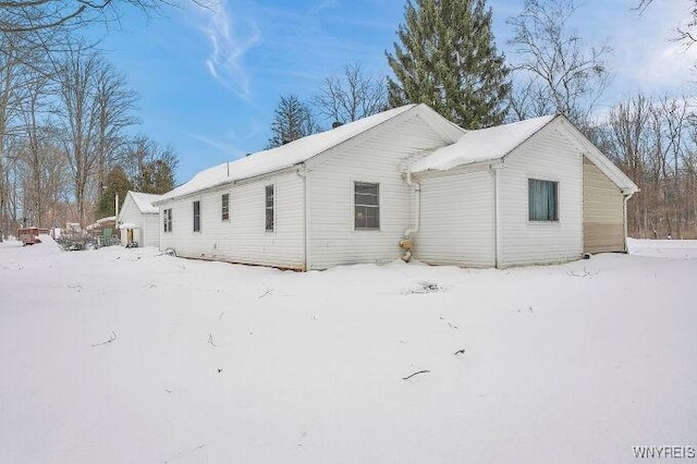 view of snow covered exterior