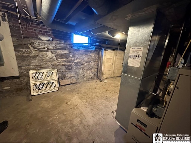 basement with heating unit