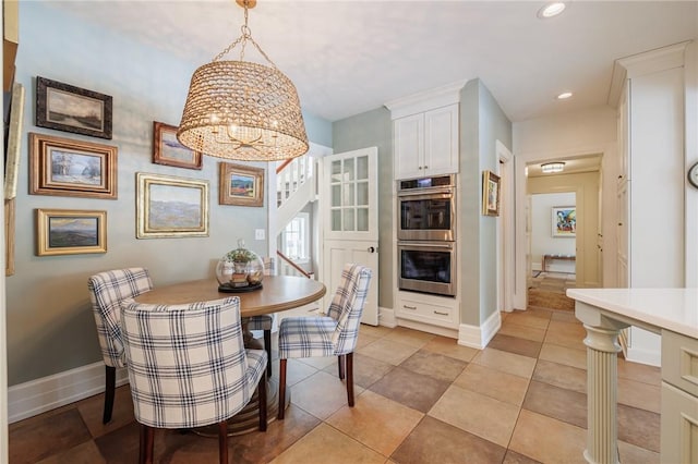 view of tiled dining space