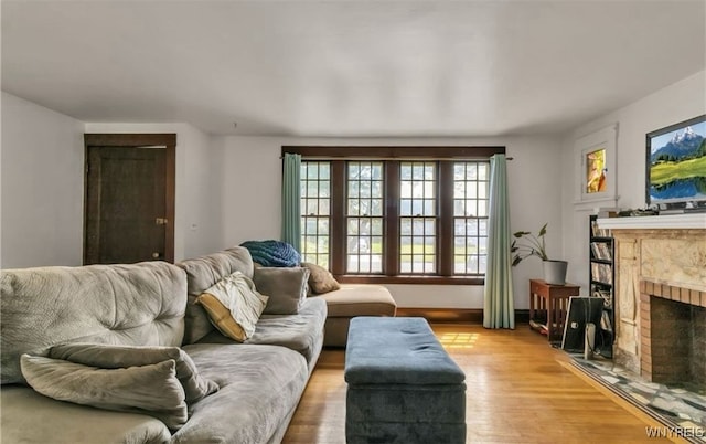 living room with wood-type flooring