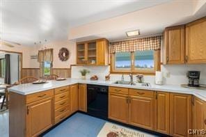 kitchen featuring dishwasher, sink, and kitchen peninsula