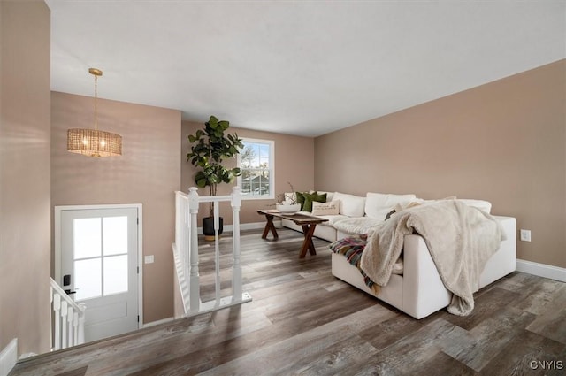 living room featuring dark hardwood / wood-style floors