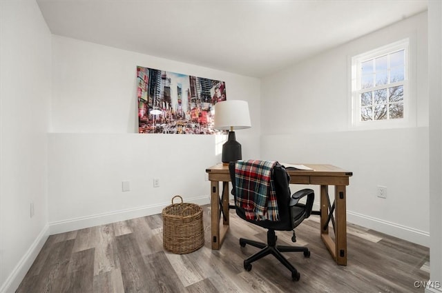 office area featuring hardwood / wood-style floors