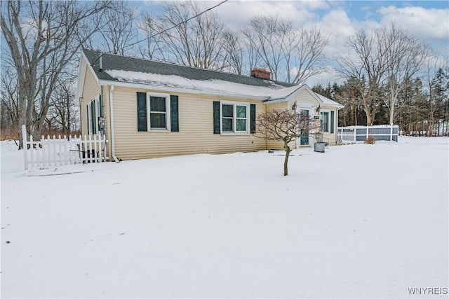 view of snow covered exterior