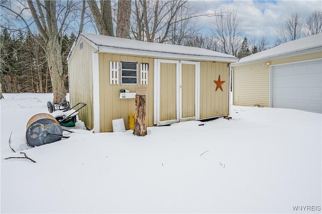 view of snow covered structure