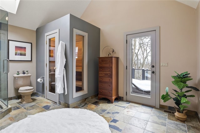 entryway with lofted ceiling