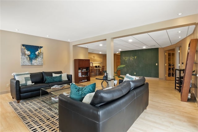 living room featuring light hardwood / wood-style flooring