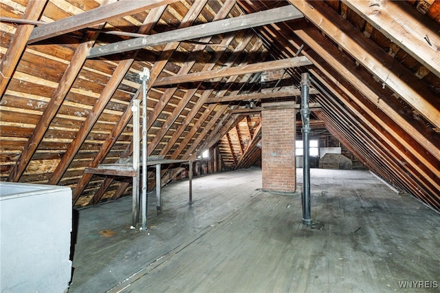 view of unfinished attic