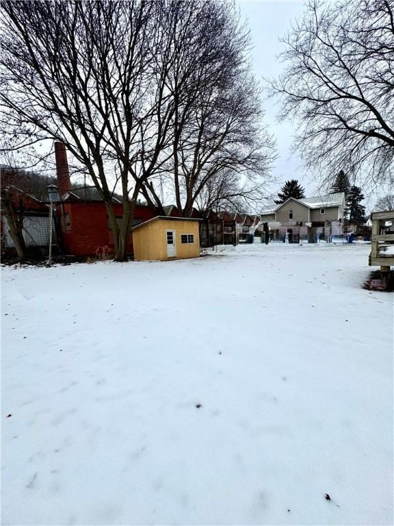 view of yard covered in snow