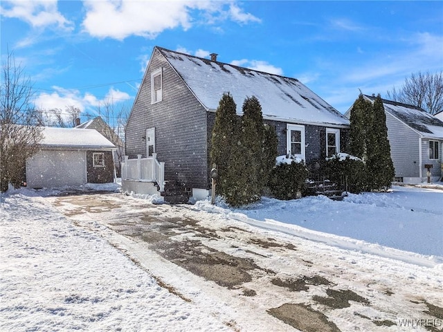 view of snow covered property