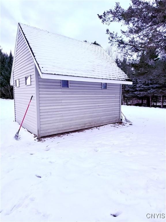 view of snow covered property