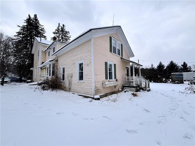 view of snow covered exterior