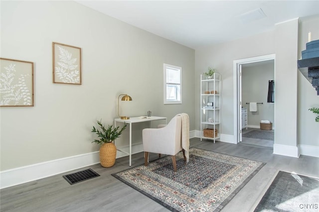 home office featuring wood-type flooring