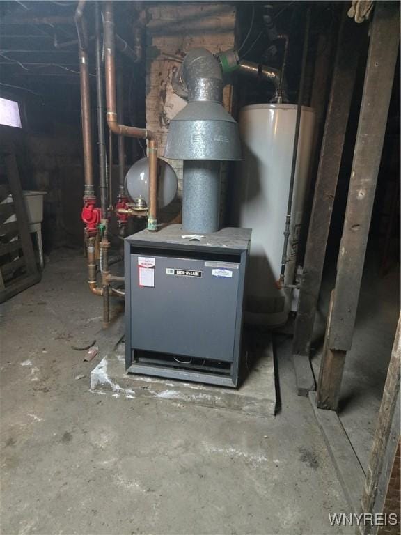 utility room with water heater