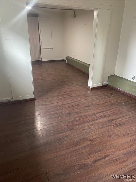 spare room featuring dark hardwood / wood-style floors