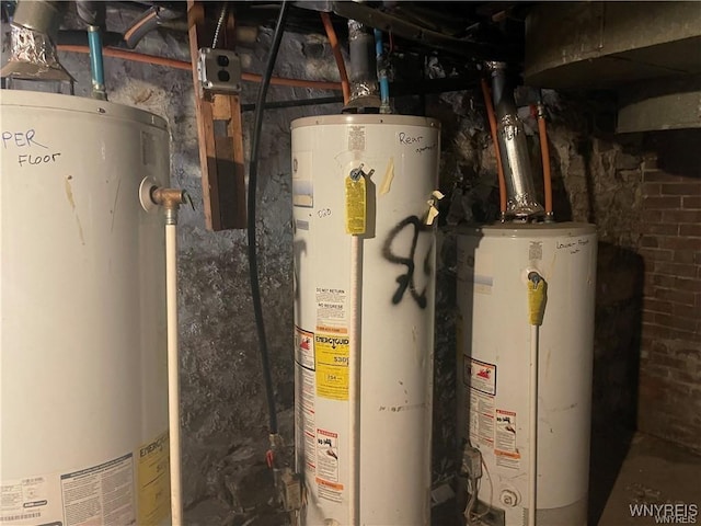 utility room with water heater