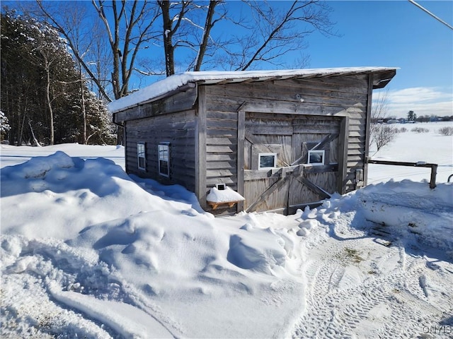 view of snow covered structure