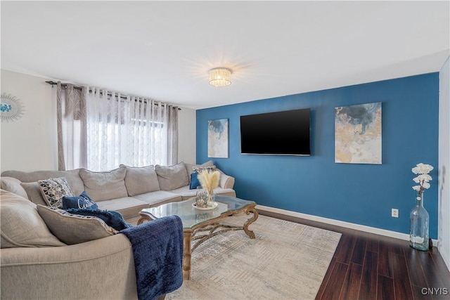 living room featuring dark hardwood / wood-style flooring