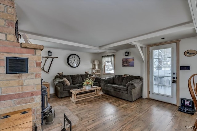 living room with wood-type flooring