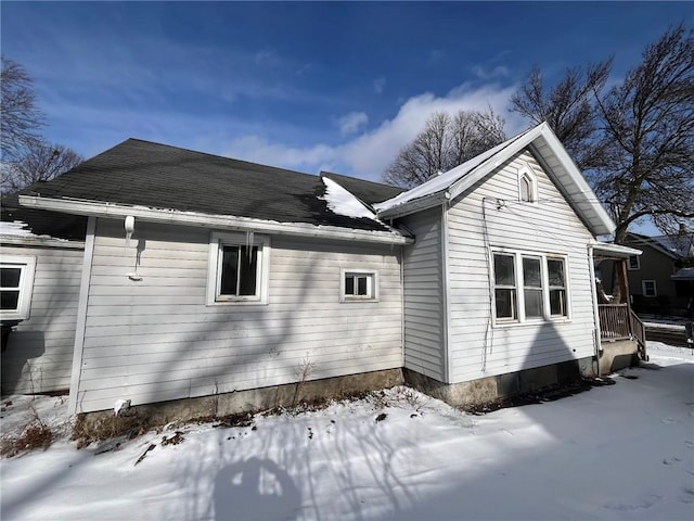 view of snow covered property