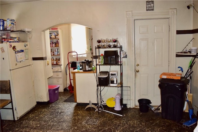 kitchen with white fridge