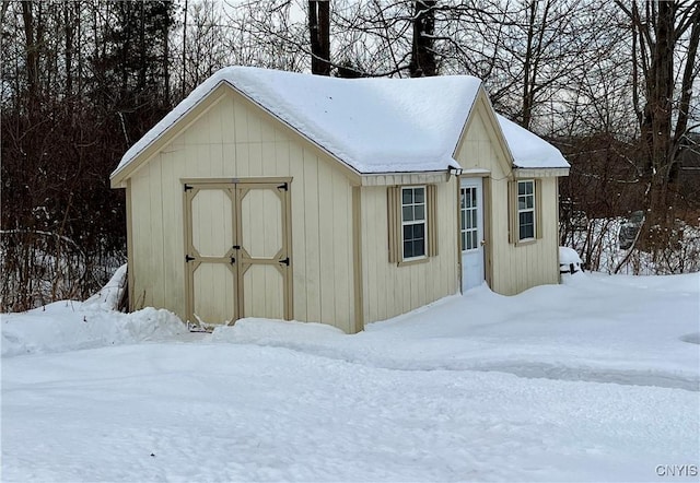 view of snow covered structure