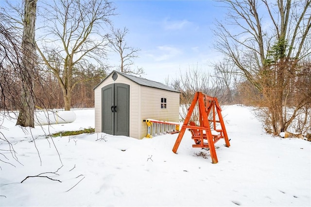 view of snow covered structure