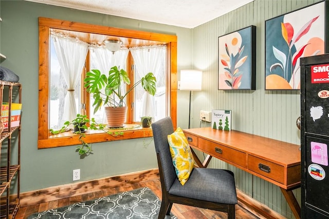 office area with hardwood / wood-style flooring