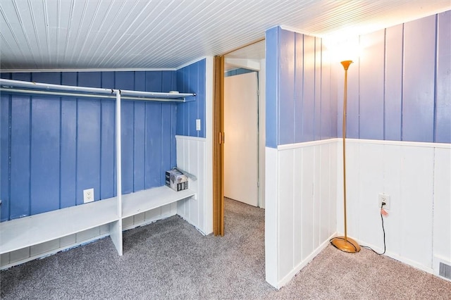 spacious closet with light colored carpet