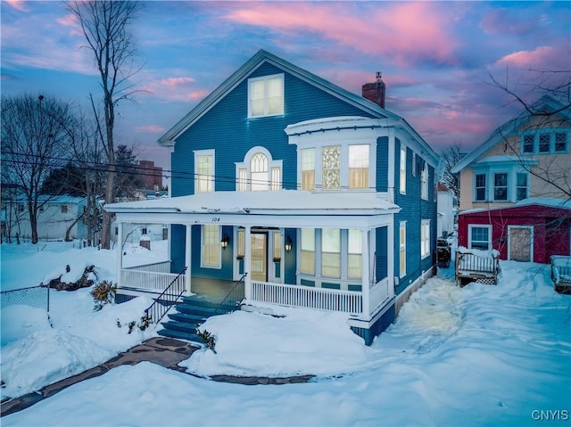 view of front facade featuring covered porch