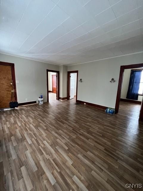 unfurnished living room featuring dark hardwood / wood-style flooring