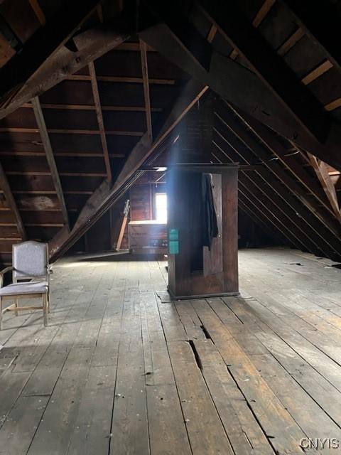 view of unfinished attic