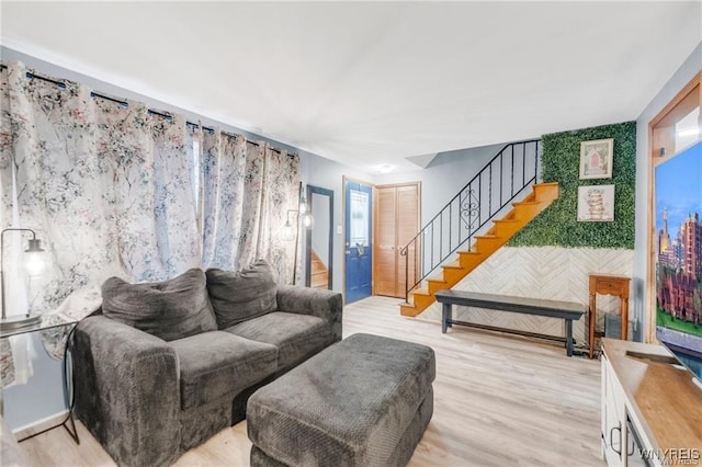 living room with light wood-type flooring