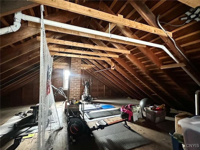 view of unfinished attic