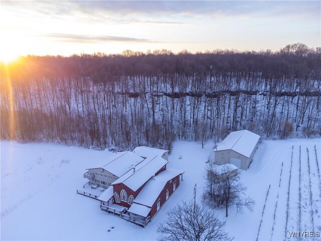 view of snowy aerial view