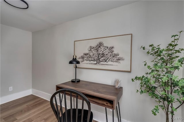 home office featuring hardwood / wood-style flooring