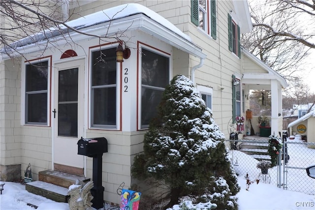 view of snowy exterior