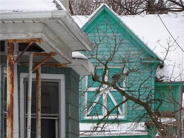 view of snow covered exterior