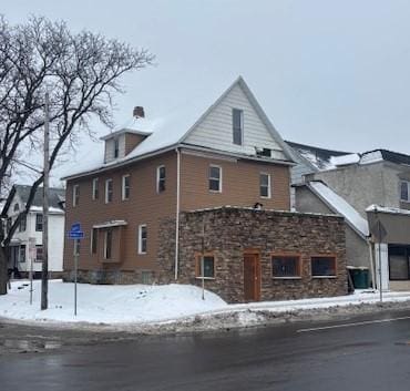 view of snow covered exterior