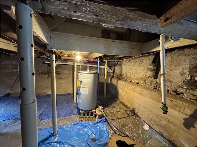 basement with water heater