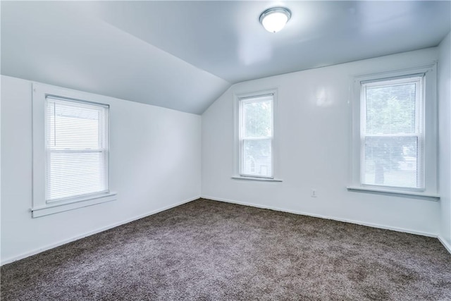 additional living space with lofted ceiling and carpet flooring